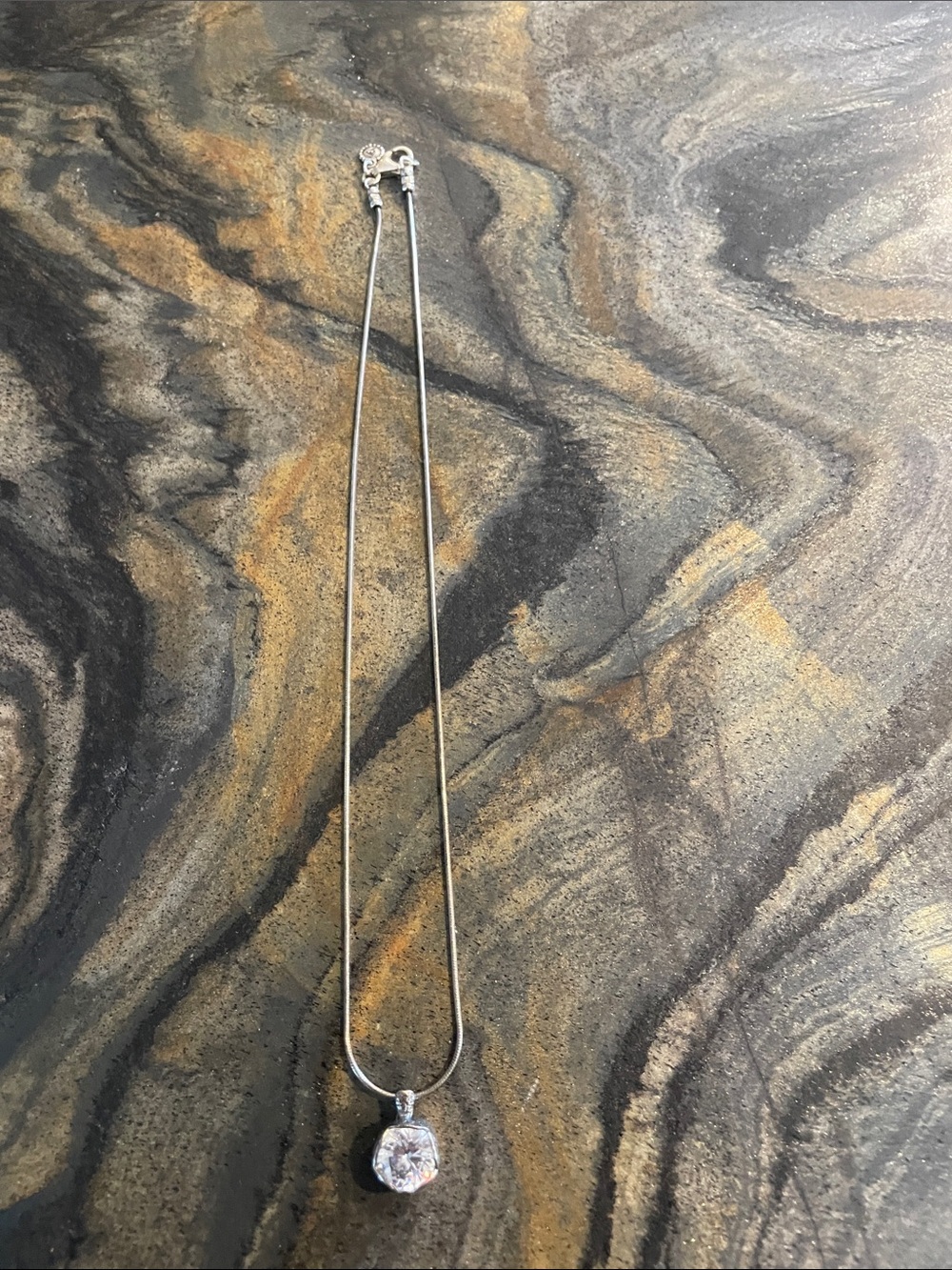 Silpada sterling silver necklace with cubic zirconia. Chain is 16 inches long.